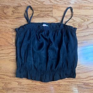Re- nemed Woman’s size medium black silky crop top with adjustable straps